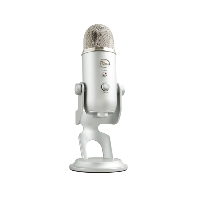 Micrófono USB Blue Yeti | Con soporte | Windows 10 / macOS | Ideal para Podcast/Streaming | Color Plata | 988-000506