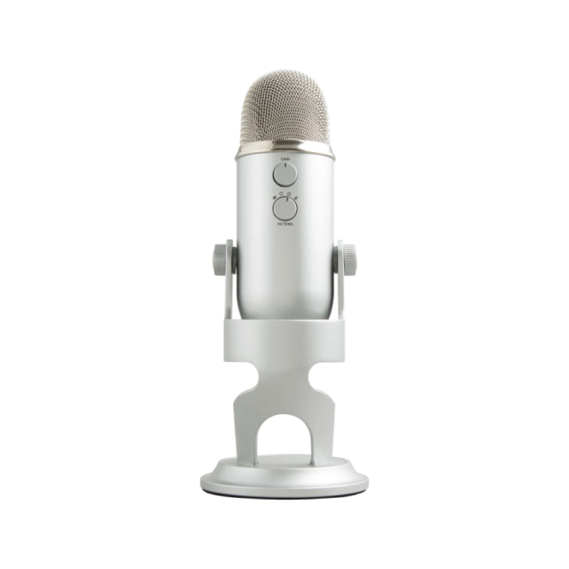 Micrófono USB Blue Yeti | Con soporte | Windows 10 / macOS | Ideal para Podcast/Streaming | Color Plata | 988-000506