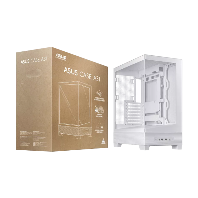 Gabinete ASUS A31 | ATX | USB | Back Connect Compatible | Cristal Templado | Blanco | A31/WHT/TG 