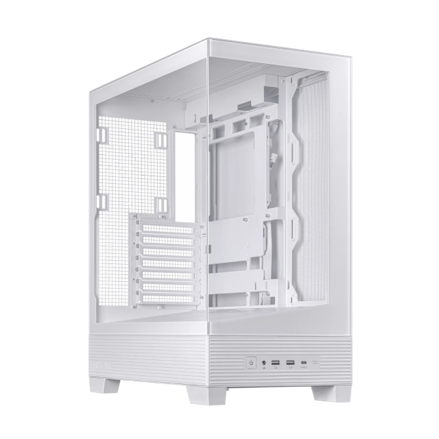 Gabinete ASUS A31 | Media Torre | ATX / Micro-ATX / Mini-ITX | USB-C 3.2 / USB-A 3.2 | Sin Ventiladores Incluidos | Diseño Panorámico con Doble Cristal Templado | Blanco | A31/WT/TG