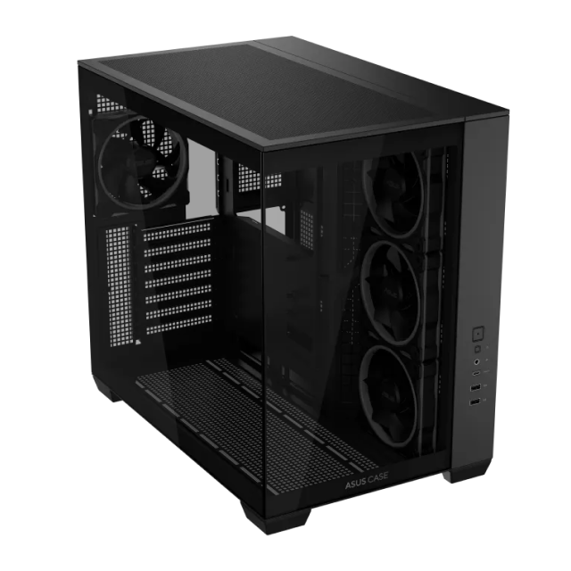 Gabinete ASUS A32 PLUS | Media Torre | ATX / Micro ATX / Mini ITX | 2 x USB A / 1 x USB C | Incluye 4 Ventiladores ARGB | Cristal Templado Panorámico | Negro | A32 PLUS/BK/TG/ARGB