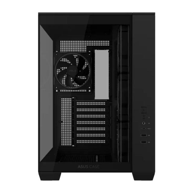 Gabinete ASUS A32 PLUS | Media Torre | ATX / Micro ATX / Mini ITX | 2 x USB A / 1 x USB C | Incluye 4 Ventiladores ARGB | Cristal Templado Panorámico | Negro | A32 PLUS/BK/TG/ARGB