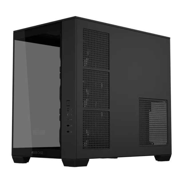 Gabinete ASUS A32 PLUS | Media Torre | ATX / Micro ATX / Mini ITX | 2 x USB A / 1 x USB C | Incluye 4 Ventiladores ARGB | Cristal Templado Panorámico | Negro | A32 PLUS/BK/TG/ARGB