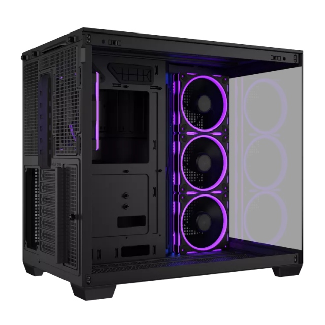 Gabinete ASUS A32 PLUS | Media Torre | ATX / Micro ATX / Mini ITX | 2 x USB A / 1 x USB C | Incluye 4 Ventiladores ARGB | Cristal Templado Panorámico | Negro | A32 PLUS/BK/TG/ARGB
