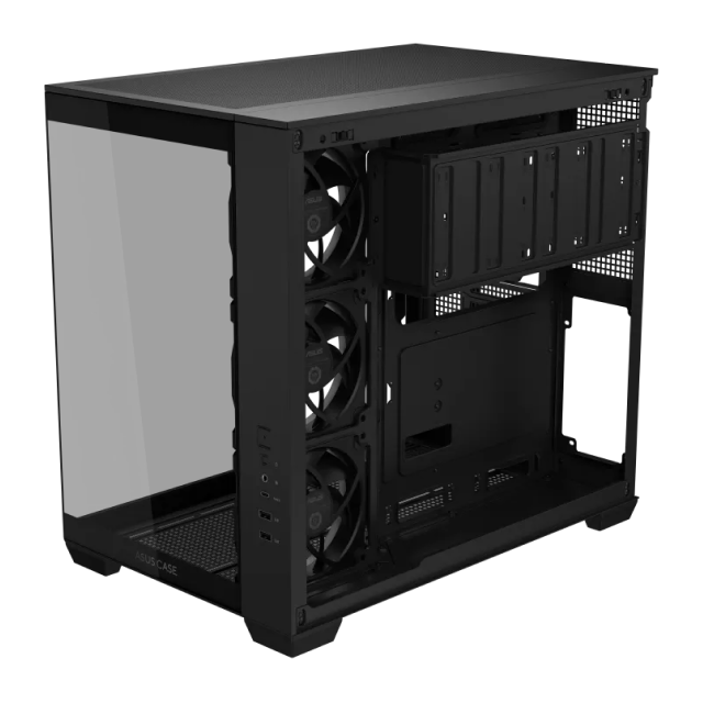 Gabinete ASUS A32 PLUS | Media Torre | ATX / Micro ATX / Mini ITX | 2 x USB A / 1 x USB C | Incluye 4 Ventiladores ARGB | Cristal Templado Panorámico | Negro | A32 PLUS/BK/TG/ARGB