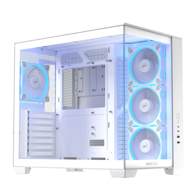 Gabinete ASUS A32 PLUS | Media Torre | ATX / Micro ATX / Mini ITX | 2 x USB A / 1 x USB C | Incluye 4 Ventiladores ARGB | Cristal Templado Panorámico | Blanco | A32 PLUS/WT/TG/ARGB