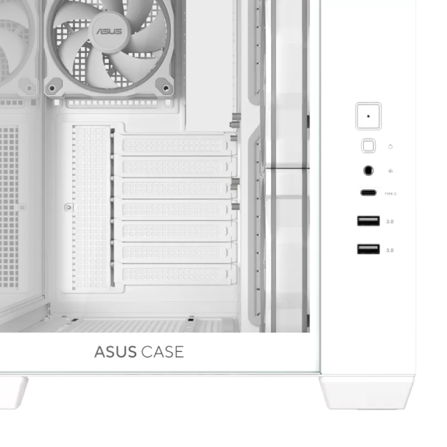 Gabinete ASUS A32 PLUS | Media Torre | ATX / Micro ATX / Mini ITX | 2 x USB A / 1 x USB C | Incluye 4 Ventiladores ARGB | Cristal Templado Panorámico | Blanco | A32 PLUS/WT/TG/ARGB