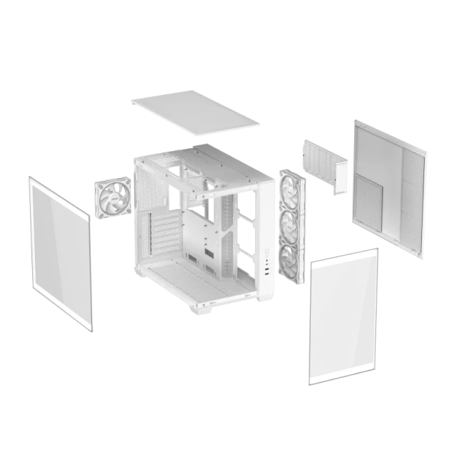 Gabinete ASUS A32 PLUS | Media Torre | ATX / Micro ATX / Mini ITX | 2 x USB A / 1 x USB C | Incluye 4 Ventiladores ARGB | Cristal Templado Panorámico | Blanco | A32 PLUS/WT/TG/ARGB