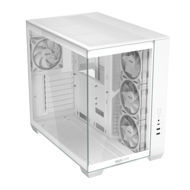 Gabinete ASUS A32 PLUS | Media Torre | ATX / Micro ATX / Mini ITX | 2 x USB A / 1 x USB C | Incluye 4 Ventiladores ARGB | Cristal Templado Panorámico | Blanco | A32 PLUS/WT/TG/ARGB