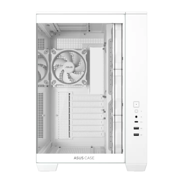 Gabinete ASUS A32 PLUS | Media Torre | ATX / Micro ATX / Mini ITX | 2 x USB A / 1 x USB C | Incluye 4 Ventiladores ARGB | Cristal Templado Panorámico | Blanco | A32 PLUS/WT/TG/ARGB
