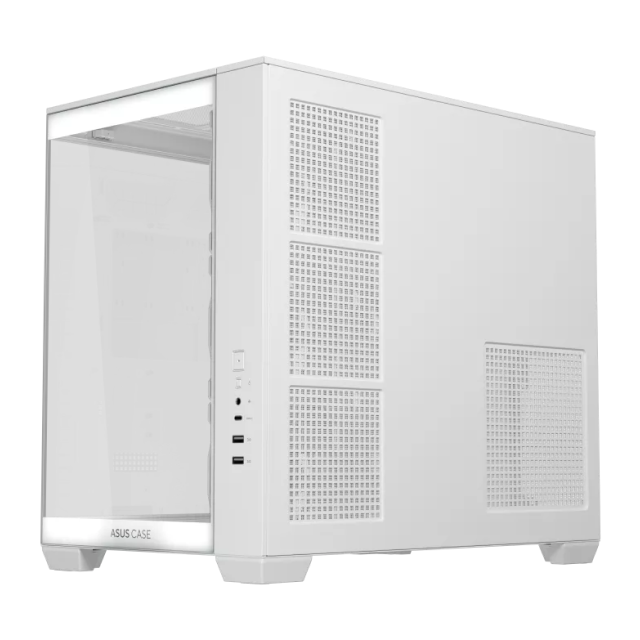 Gabinete ASUS A32 PLUS | Media Torre | ATX / Micro ATX / Mini ITX | 2 x USB A / 1 x USB C | Incluye 4 Ventiladores ARGB | Cristal Templado Panorámico | Blanco | A32 PLUS/WT/TG/ARGB