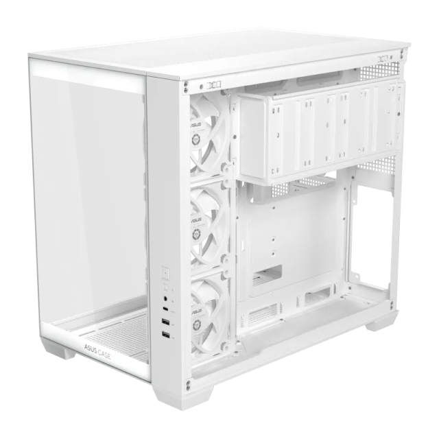 Gabinete ASUS A32 PLUS | Media Torre | ATX / Micro ATX / Mini ITX | 2 x USB A / 1 x USB C | Incluye 4 Ventiladores ARGB | Cristal Templado Panorámico | Blanco | A32 PLUS/WT/TG/ARGB