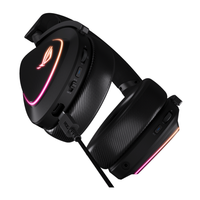 Audífonos Gamer Inalámbricos ASUS ROG Delta II | Micrófono Desmontable | Hasta 110 Horas de Batería | 2.4 GHz / Bluetooth / 3.5 mm | Audio Simultáneo en 2 Dispositivos | PC / Mac / PS4 / PS5 / Nintendo Switch / Móvil | RGB | Negro | A701 ROG DELTA II