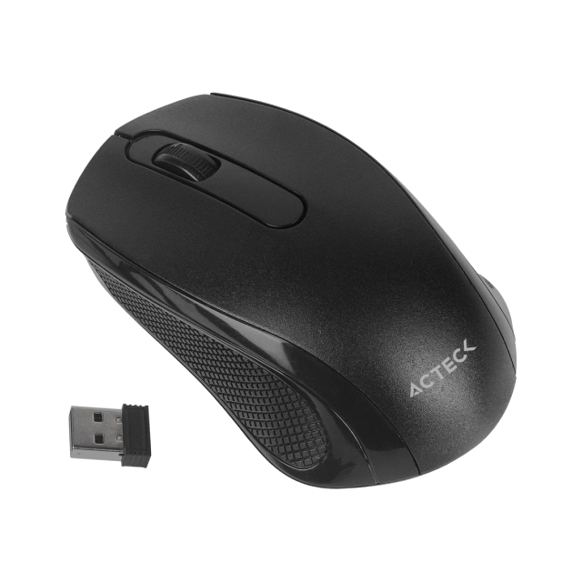 Mouse Inalámbrico Acteck Optimize M1240 | 1200 DPI | Sensor Óptico | Conexión 2.4 GHz | Incluye 1 Batería AA | Negro | AC-928885