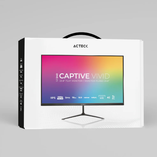 Monitor Acteck Captive Vivid SP240 | 23.8" | FHD | 1920 x 1080 (IPS) | 75 Hz | 5 ms | Bocinas Integradas | AC-933841