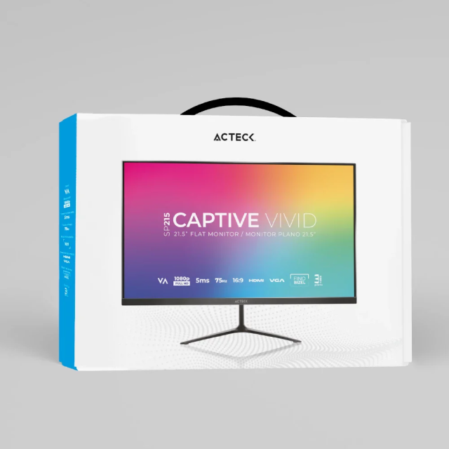 Monitor Plano Acteck LED | 21.5" | Full HD | Widescreen | 75Hz | HDMI | Negro | AC-933858