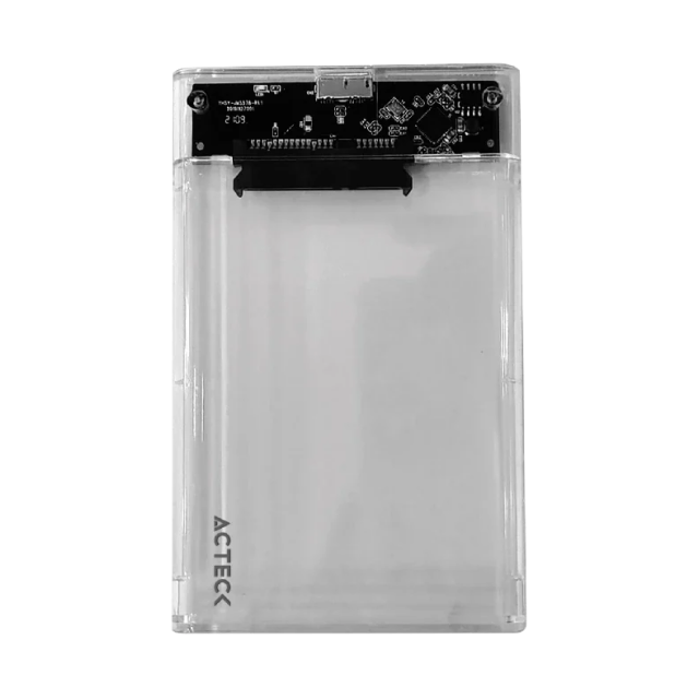 Enclosure Acteck Armor Clear HC440 | Carcasa para HDD de 2.5" | SATA | Conexión a Enclosure USB-C 3.1 | Conexión a PC USB-A 3.0 | 5 Gbps | Transparente | AC-934695