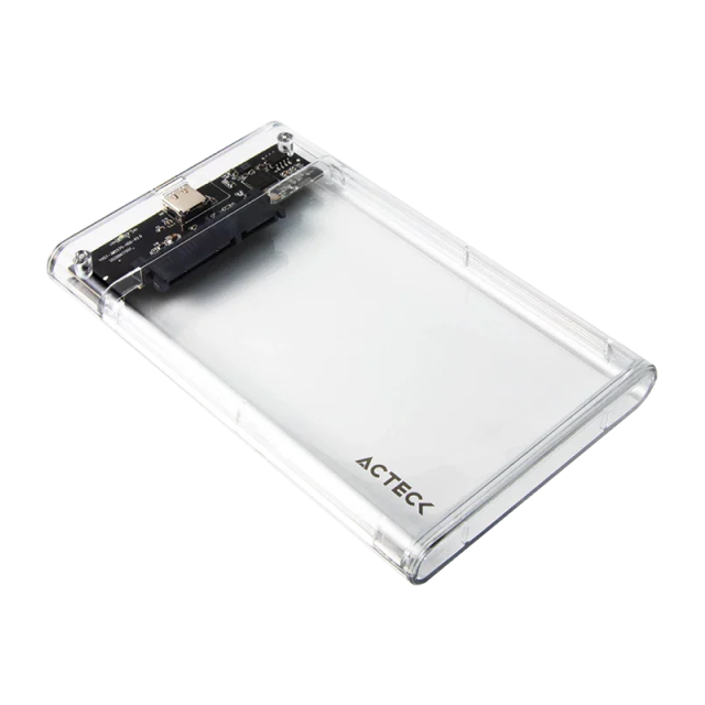 Enclosure Acteck Armor Clear HC440 | Carcasa para HDD de 2.5" | SATA | Conexión a Enclosure USB-C 3.1 | Conexión a PC USB-A 3.0 | 5 Gbps | Transparente | AC-934695