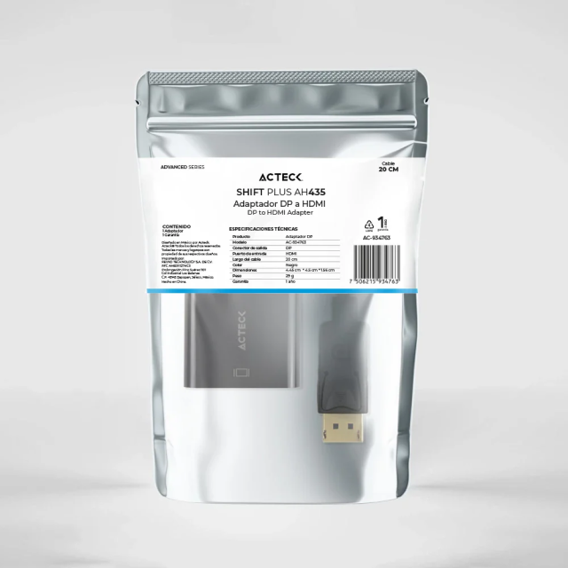 Adaptador Acteck Shift Plus AH435 | DisplayPort a HDMI | Negro | AC-934763