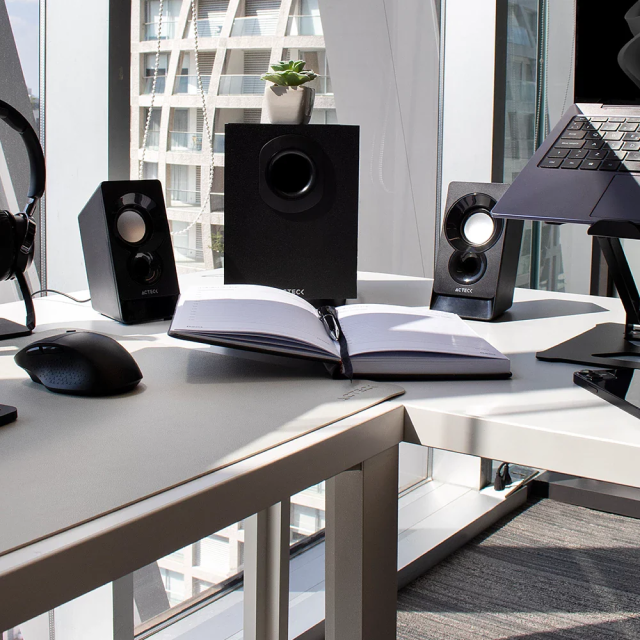 Bocinas Alámbricas Acteck Elant ACT AS470 | Sistema 2.1 con Subwoofer | 6W RMS | Conector 3.5 mm | Color Negro | AC-935241