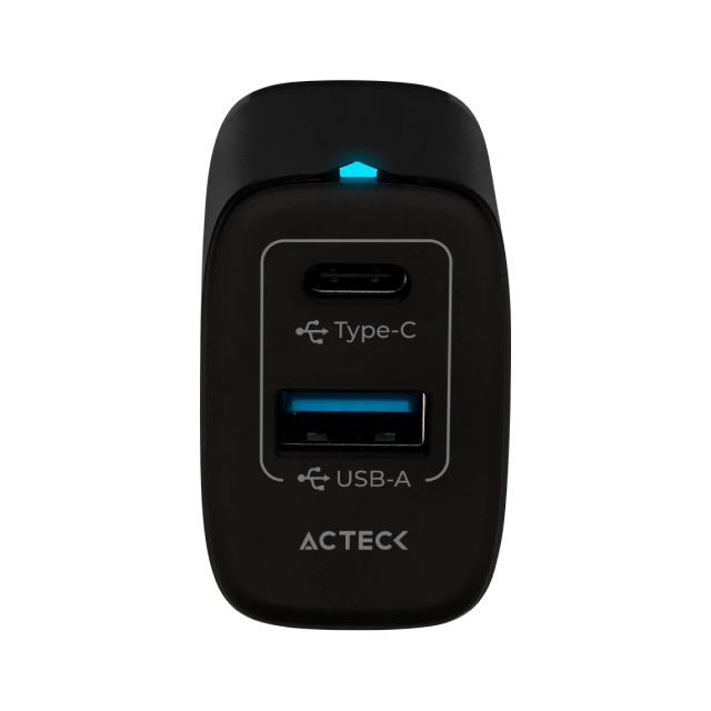 Cargador de Pared Acteck Energon Prime CP420 | Carga Rápida | 20W | USB-A / USB-C | Color Negro | AC-935555