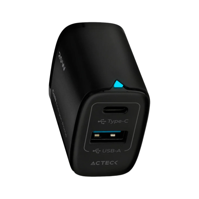 Cargador de Pared Acteck Energon Prime CP420 | Carga Rápida | 20W | USB-A / USB-C | Color Negro | AC-935555