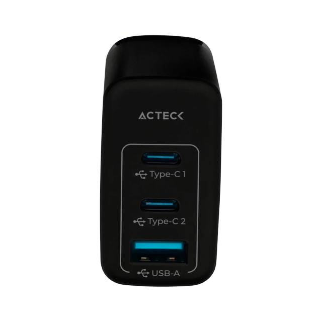 Cargador de Pared Acteck Energon Pro CE707 | Carga Ultra Rápida | 65W | USB-A / USB-C | Color Negro | AC-935579