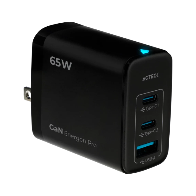 Cargador de Pared Acteck Energon Pro CE707 | Carga Ultra Rápida | 65W | USB-A / USB-C | Color Negro | AC-935579