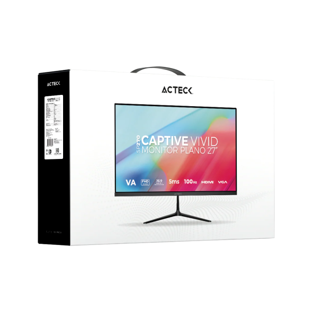 Monitor Plano Acteck Captive Vivid II SP270 | 27" | 1920 x 1080 (FHD) | VA | 100 Hz | 5 ms | HDR | HDMI 1.4 / VGA | Negro | AC-943154
