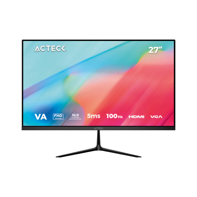 Monitor Plano Acteck Captive Vivid II SP270 | 27" | 1920 x 1080 (FHD) | VA | 100 Hz | 5 ms | HDR | HDMI 1.4 / VGA | Negro | AC-943154