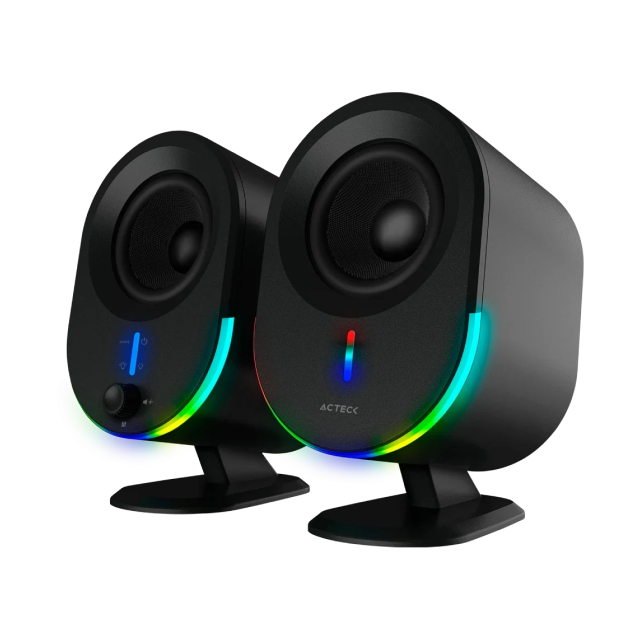 Bocinas Inalámbricas Acteck Dynamic Exact BS630 | Sistema 2.0 Estéreo | 20W RMS | Bluetooth 5.0 / AUX 3.5mm / USB | Negro | AC-935869