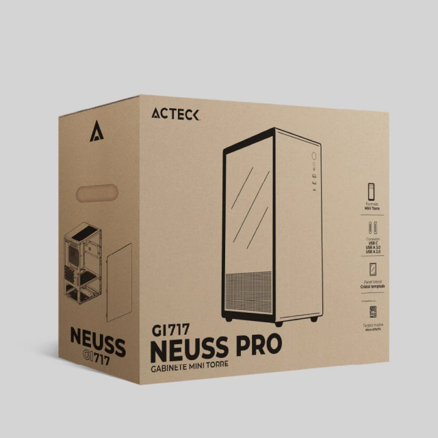 Gabinete Acteck Neuss Pro GI717 | Mini Tower | M-ATX / ITX | Cristal templado | Color negro | AC-935937