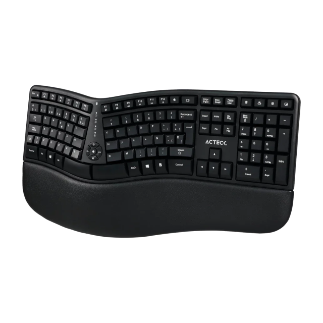 Kit de Teclado y Mouse Ergonómicos Acteck Creator Virtuos Fitt MK770 | Inalámbrico | 2.4 GHz | USB C | Mouse Óptico | Teclado Membrana |  Negro | AC-936248