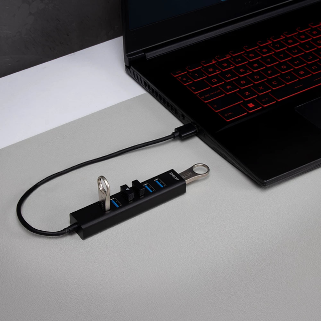 HUB USB Acteck Port X7C DH607 | Conexión a PC USB-A | 5 Gbps | 7 Puertos USB-A | USB 3.0 | Negro | AC-937030