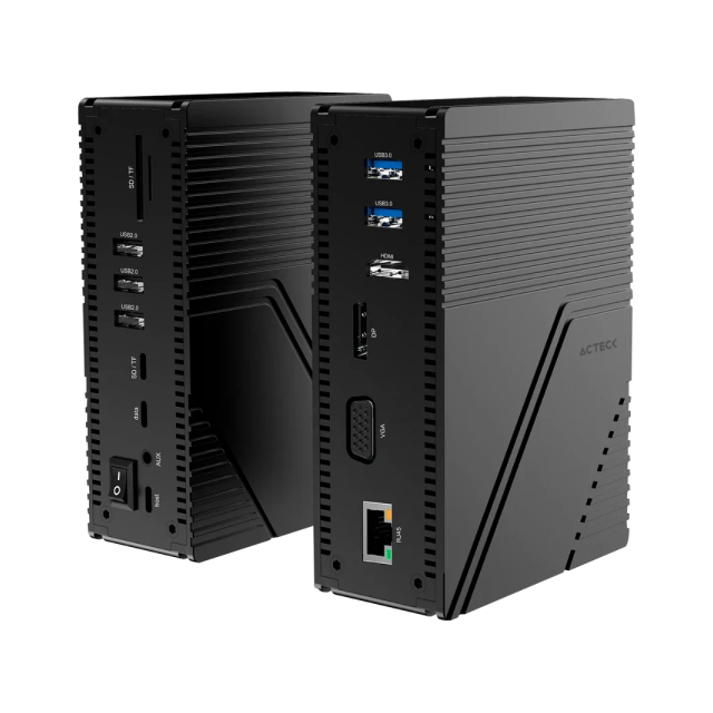 HUB Multipuerto USB-C Acteck Gate 14V DH696 14 en 1 | Conexión a PC USB-C | HDMI 4K / DisplayPort / VGA / RJ45 Ethernet / USB-C PD 100W / 2x USB 3.0 / 3x USB 2.0 / SD / microSD / Audio 3.5mm | Windows / macOS / Linux | Negro | AC-937047