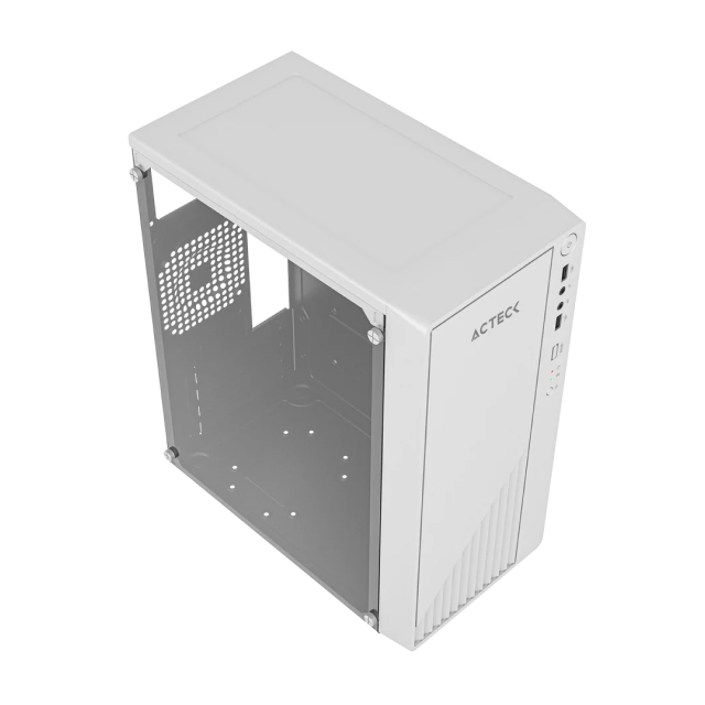 Gabinete Acteck Kioto GC220 | Mini Torre | Micro ATX / Mini ITX | 2 x USB-A | Incluye Fuente de Poder 500W | Cristal Templado | Blanco | AC-939522