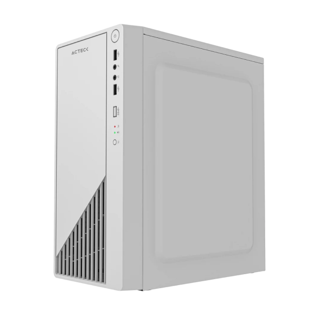 Gabinete Acteck Kioto GC220 | Mini Torre | Micro ATX / Mini ITX | 2 x USB-A | Incluye Fuente de Poder 500W | Cristal Templado | Blanco | AC-939522