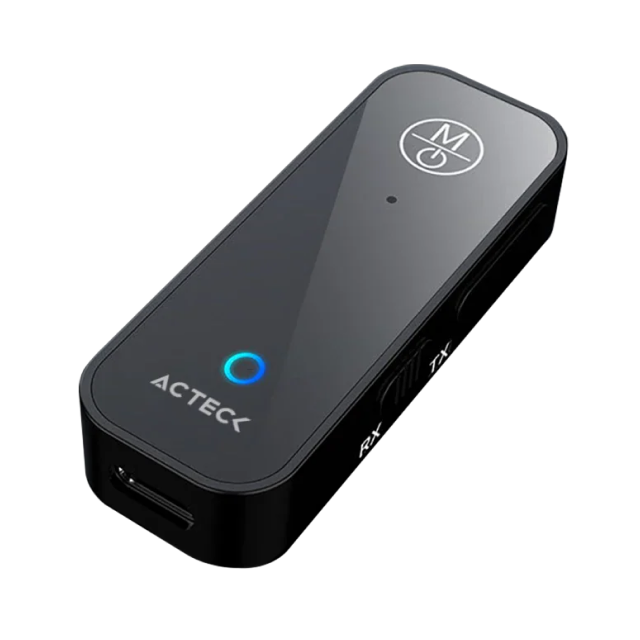 Receptor y Transmisor Bluetooth Acteck Shift Plus AB424 | Convierte Dispositivos de Audio con Entrada 3.5mm a Bluetooth 5.1| Controles de Volumen | Puerto de Carga USB-C | Negro | AC-939775