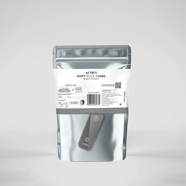 Receptor y Transmisor Bluetooth Acteck Shift Plus AB424 | Convierte Dispositivos de Audio con Entrada 3.5mm a Bluetooth 5.1| Controles de Volumen | Puerto de Carga USB-C | Negro | AC-939775