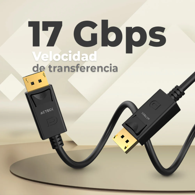 Cable DisplayPort Acteck Linx Plus DP422-3 | DP a DP | 4K | 60 Hz | 3 Metros | Negro | AC-939799