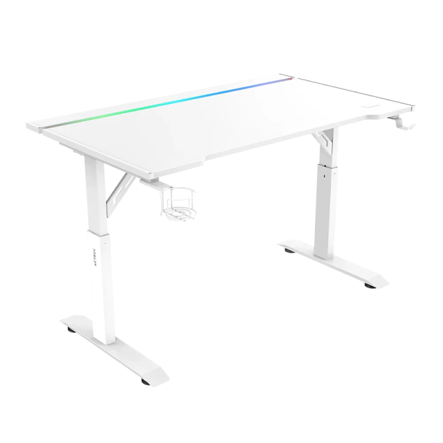 Escritorio Ajustable Ergonómico Acteck Ergo Desk Pro ED757 | 120 x 60 cm | Hasta 100 kg | 3 Niveles de Altura Ajustable Manual: 71 / 75 / 79 cm | Cesta de Cables Integrada | Estructura de Acero | RGB | Color Blanco | AC-941440