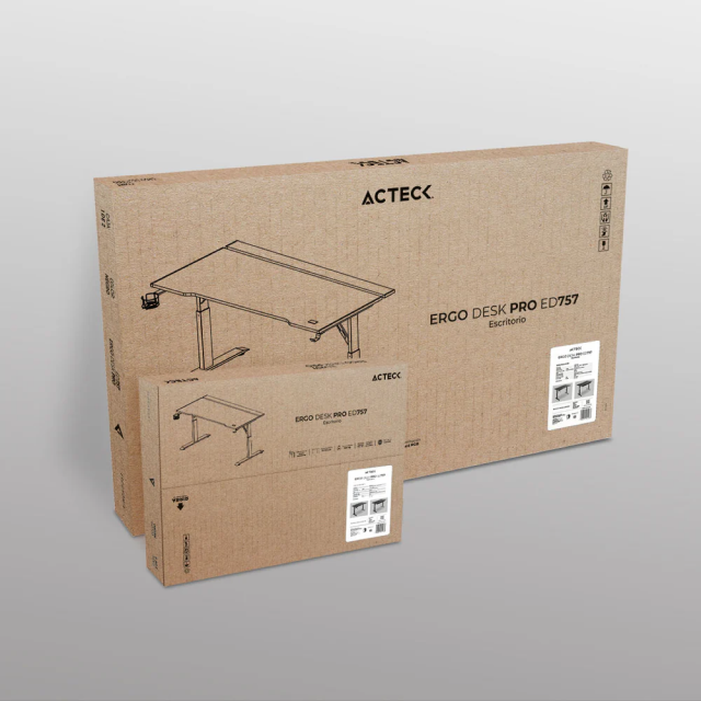 Escritorio Ajustable Ergonómico Acteck Ergo Desk Pro ED757 | 120 x 60 cm | Hasta 100 kg | 3 Niveles de Altura Ajustable Manual: 71 / 75 / 79 cm | Cesta de Cables Integrada | Estructura de Acero | RGB | Color Blanco | AC-941440