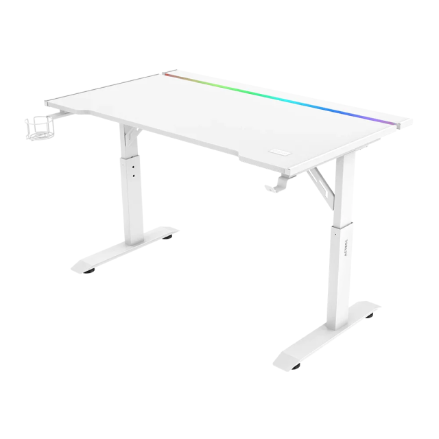 Escritorio Ajustable Ergonómico Acteck Ergo Desk Pro ED757 | 120 x 60 cm | Hasta 100 kg | 3 Niveles de Altura Ajustable Manual: 71 / 75 / 79 cm | Cesta de Cables Integrada | Estructura de Acero | RGB | Color Blanco | AC-941440