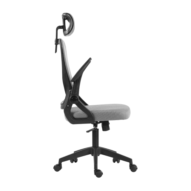 Silla de Oficina Acteck Flux Lite EC313HR | Hasta 100 kg | Respaldo de Malla Transpirable | Cabecera y Soporte Lumbar | Reposabrazos Ajustables | Base de Plástico | Inclinación de Hasta 120 Grados | Negro / Gris | AC-943376
