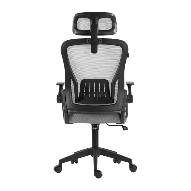 Silla de Oficina Acteck Flux Lite EC313HR | Hasta 100 kg | Respaldo de Malla Transpirable | Cabecera y Soporte Lumbar | Reposabrazos Ajustables | Base de Plástico | Inclinación de Hasta 120 Grados | Negro / Gris | AC-943376