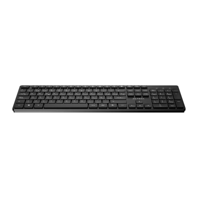 Teclado Inalámbrico de Membrana Acteck Vantage Aero TI555 | 100% | Teclas Silenciosas | Low Profile | 2.4 GHz | Español | Negro | AC-943468