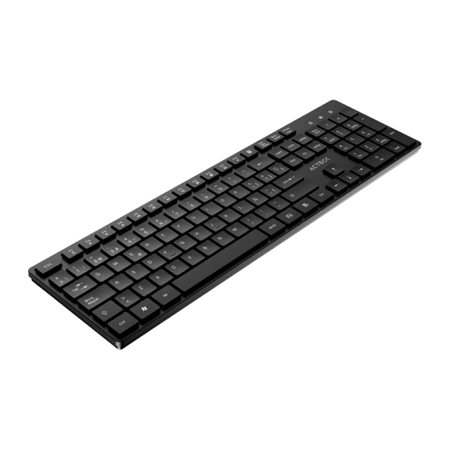 Teclado Inalámbrico de Membrana Acteck Vantage Aero TI555 | 100% | Teclas Silenciosas | Low Profile | 2.4 GHz | Español | Negro | AC-943468