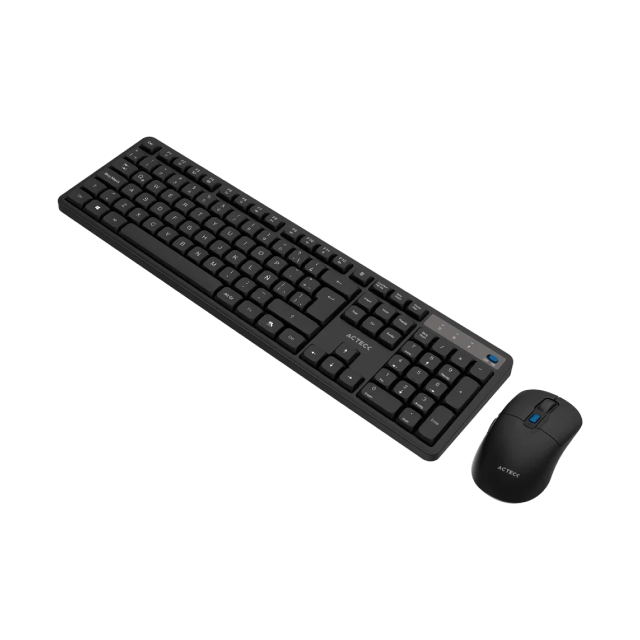 Kit de Teclado y Mouse Inalámbrico Acteck Creator Silent Pro MK474 | Membrana | Completo / 100% | Teclas Silenciosas | Sensor Óptico | 5000 DPI | Windows / Mac / Android | Baterías Incluidas | Español | Negro | AC-943505