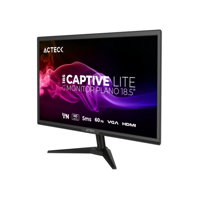 Monitor Plano Acteck Captive Lite CL185 | 18.5" | 1366 x 768 (HD) | TN | 60Hz | 5ms | HDMI 1.4 / VGA | Negro | AC-944519