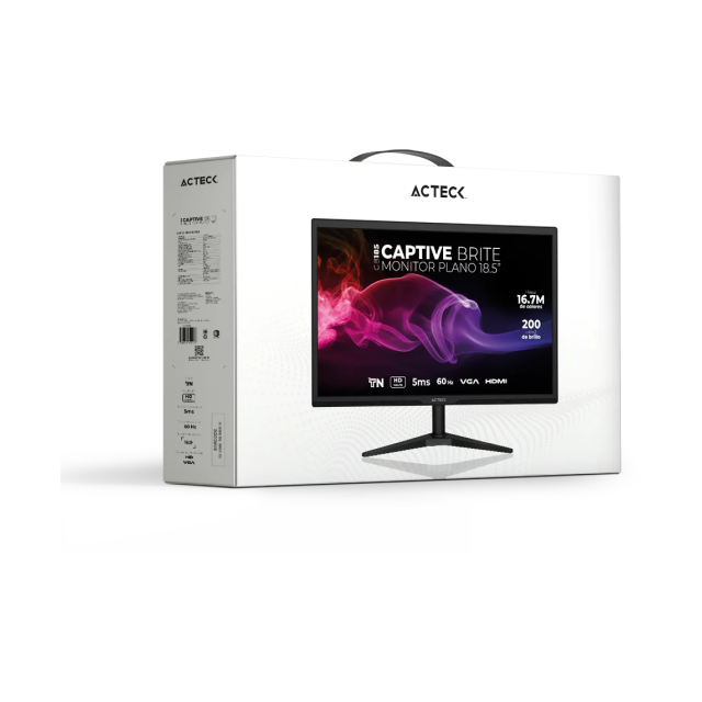 Monitor Plano Acteck Captive Lite CL185 | 18.5" | 1366 x 768 (HD) | TN | 60Hz | 5ms | HDMI 1.4 / VGA | Negro | AC-944519